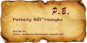 Pethely Bársonyka névjegykártya